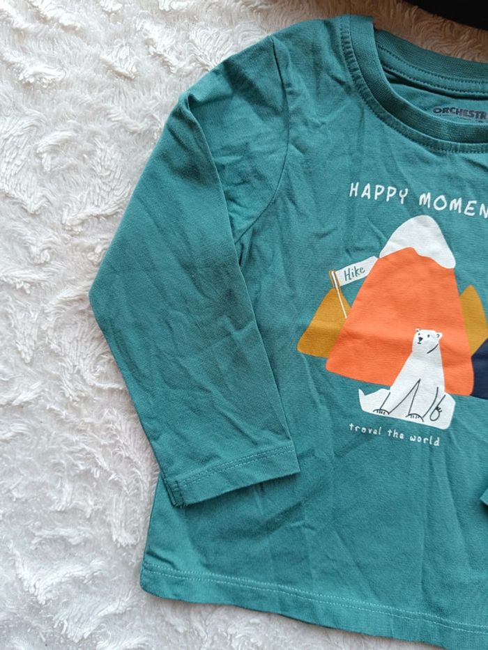 Tee shirt chemise manches longues Garçon 18 mois Ours montagne happy moments Travel world 100% coton - photo numéro 3