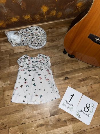 Robe blanche motifs papillons très bon état Zara 12-18mois/86cm