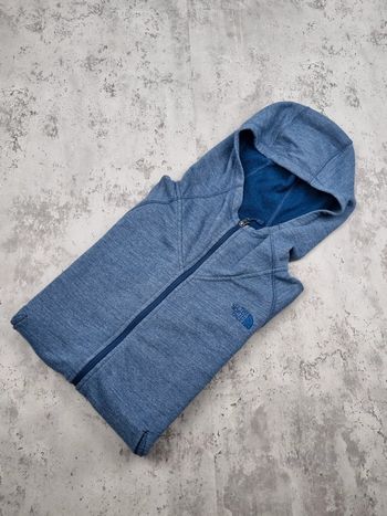 Gilet zippé à capuche The North Face bleu – Taille M Femme (mesures en photos)