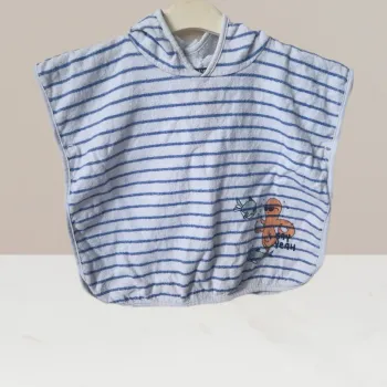 Sortie de bain à capuche bleu & blanc - Kiabi - Taille 6 mois