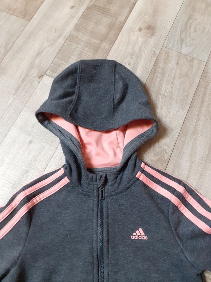 Veste fille zippée grise foncée et rose 5-6 ans - photo numéro 5