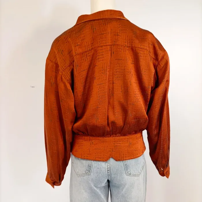 Chemisier / Veste Charmy Couture - Couturier - Orange Bomber - Pièce unique A327 - photo numéro 4