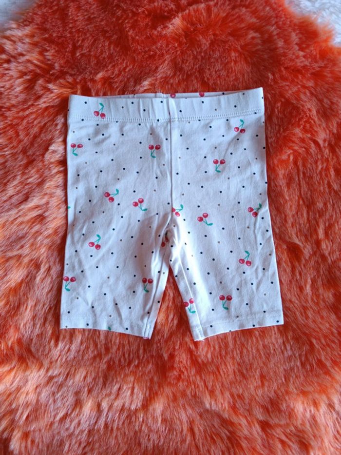 1€ Short cycliste - Legging court pois cerises T. 12 mois Orchestra