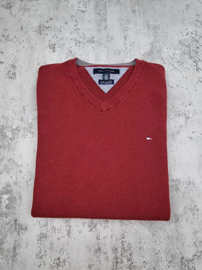 Pull col V Tommy Hilfiger cachemire rouge, XL Hommes - photo numéro 2