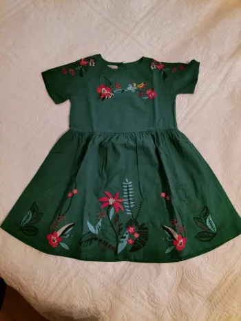 Robe brodée verte - 10 ans - DPAM