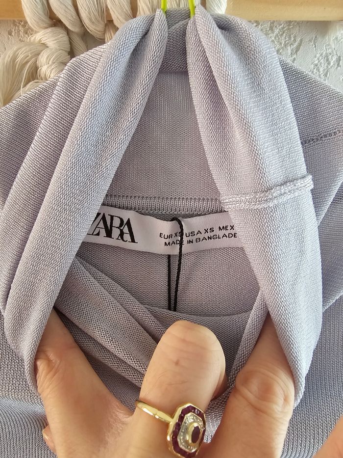 Top court gris bleu neuf Zara taille xs - photo numéro 5