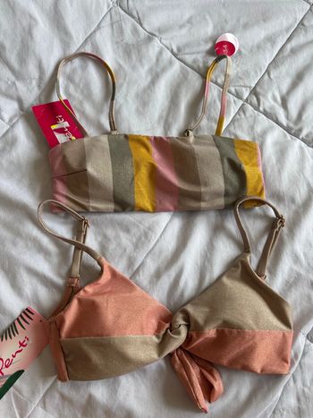 Lot / set 2 hauts de maillot de bain bikini multicolore pailleté brillant Penti taille XS/34 neuf