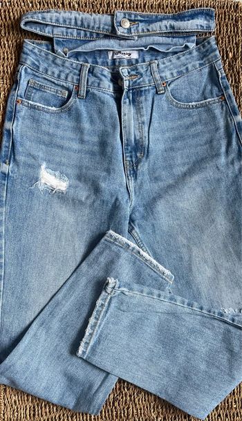 Jean mom fit double ceinture