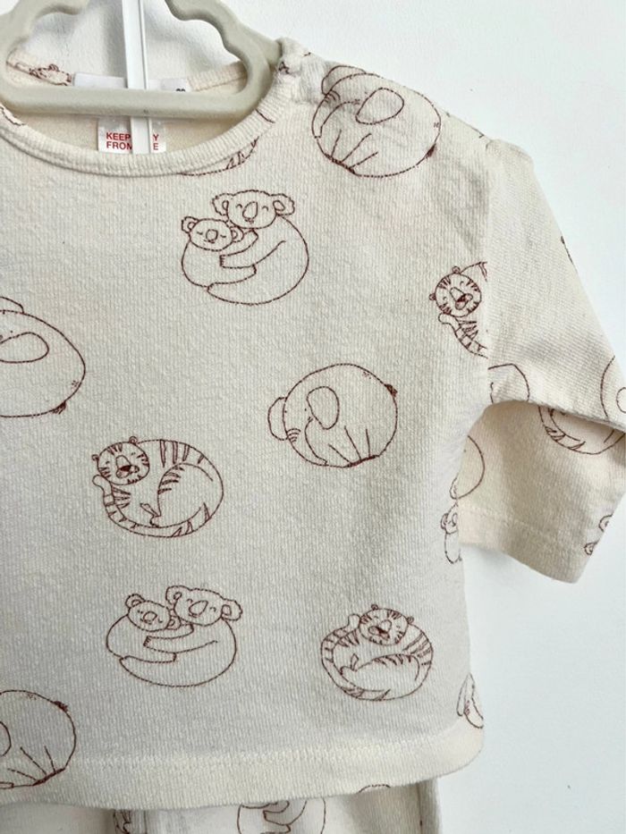 Ensemble bébé pantalon + haut animaux Zara 68cm - photo numéro 3