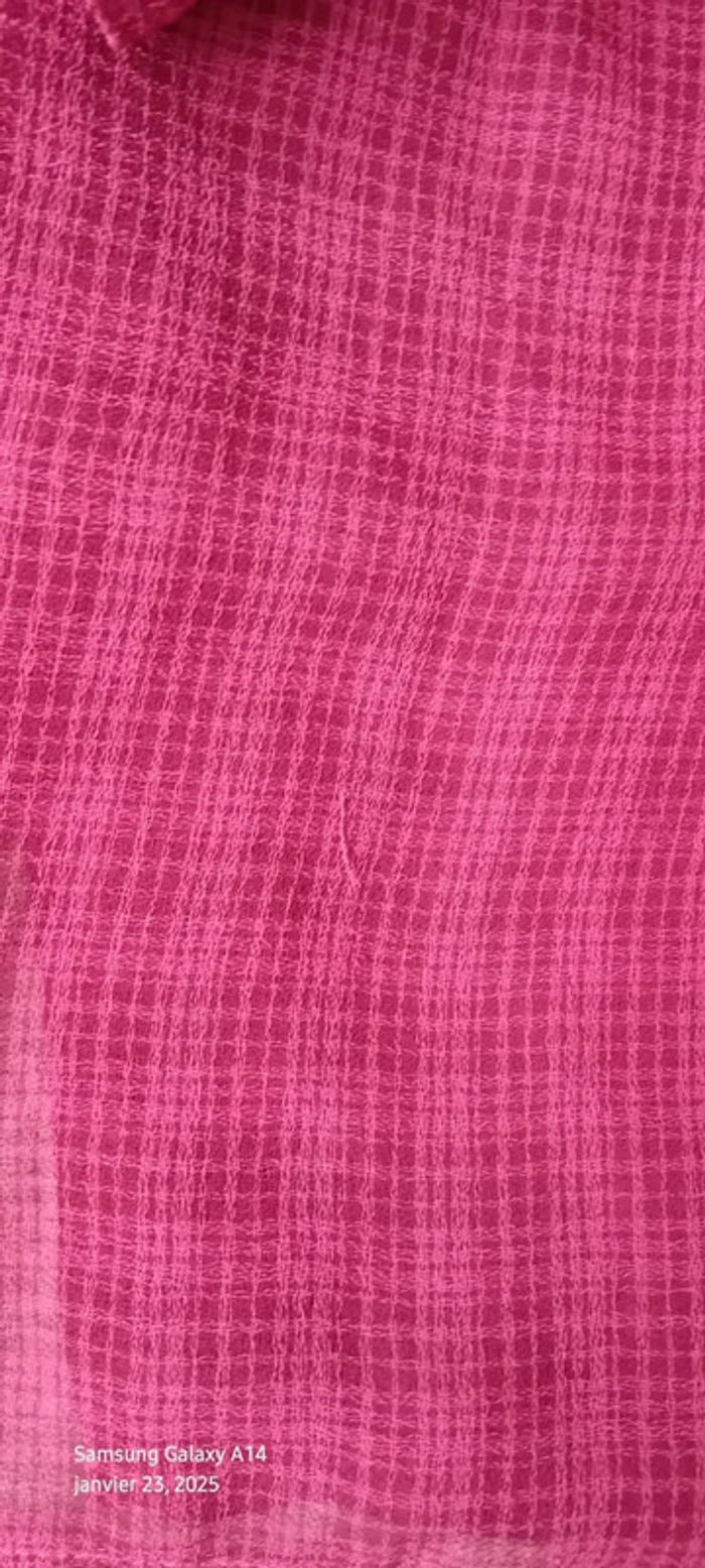 Chemise légère vintage motif carreaux avec poches fuschia femme 40 Line de Raux Paris - photo numéro 19