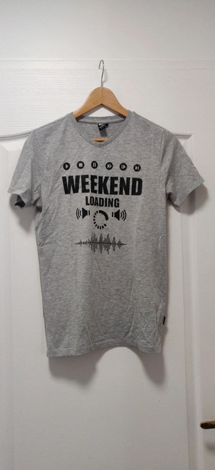 Tshirt mc gris Coolcat col v 12 ans