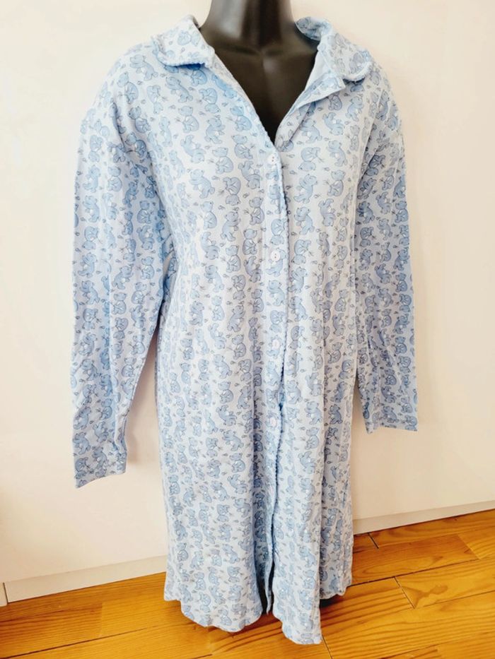 Pyjama chemise de nuit robe de chambre tenue de nuit nounours bleu coquette coton taille S 36