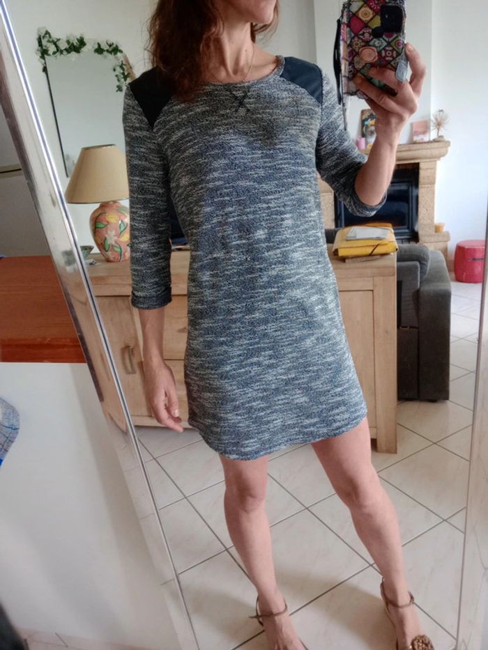 Robe pull femme s noire et blanche chiné c78 - photo numéro 2