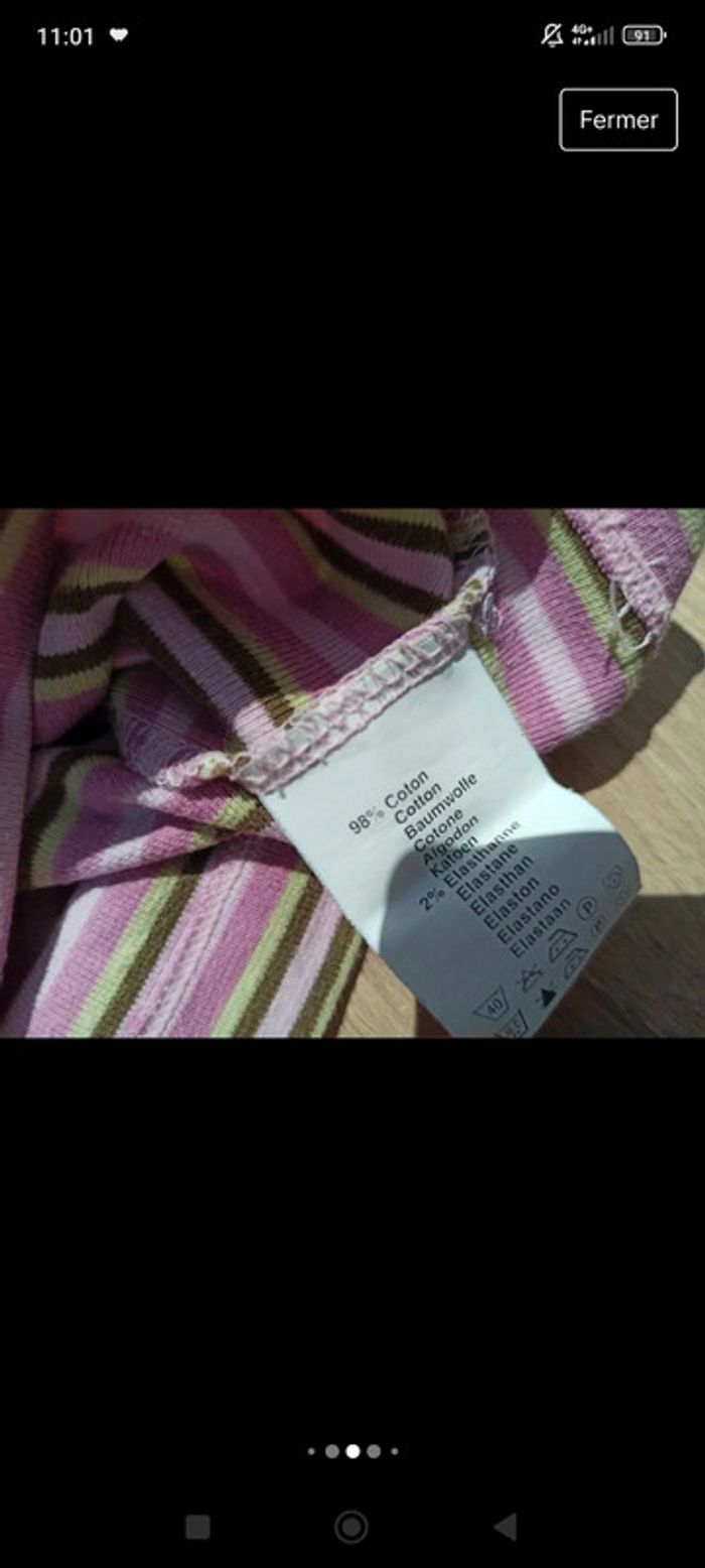 T-shirt col roulé rayé 98%cotton Décathlon et pull sans manches rose 100%cotton 2 ans - photo numéro 4