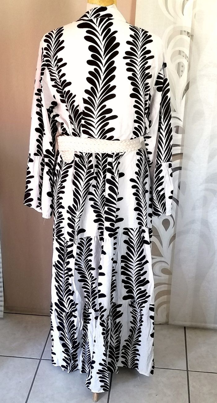 Robe été longue légère coton motifs noir et blanc. Neuve. - photo numéro 4