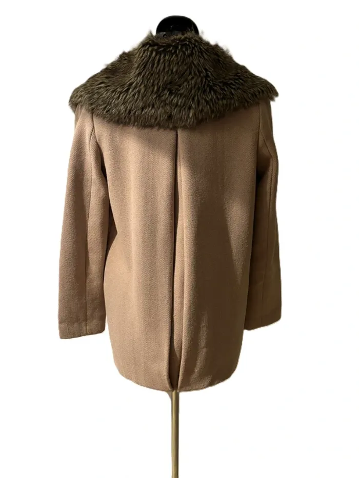 Manteau chic beige 3/4 col fourrure amovible befree 34/XS - photo numéro 2