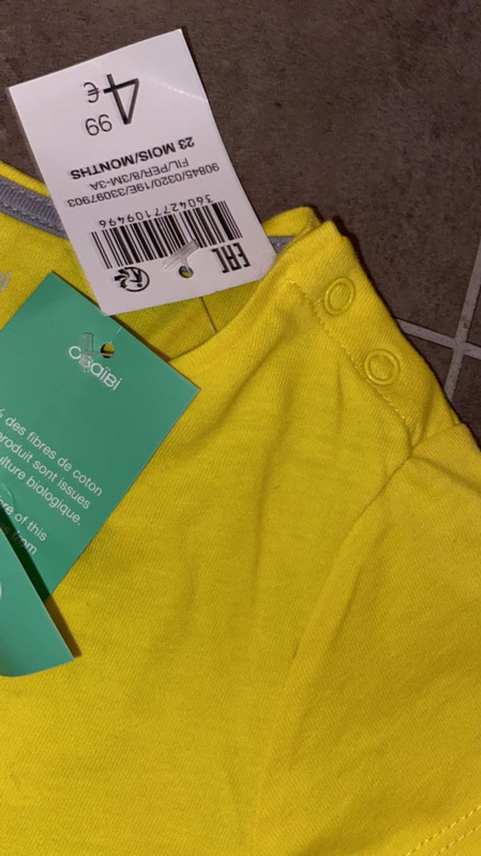 23 mois obaibi - Neuf étiqueté tee shirt jaune abeille - photo numéro 3