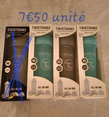 Lot ou a l'unité 7.50€ biberons anti colic twistshake 330ml
donne containers