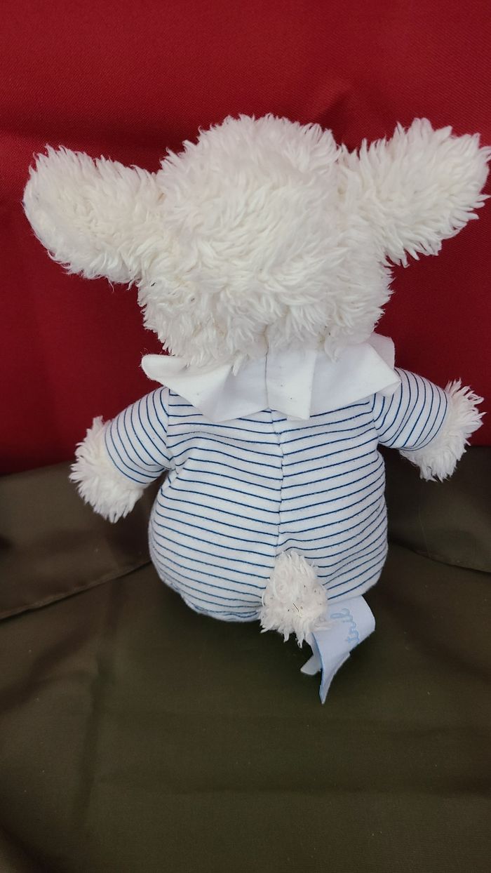 Peluche mouton blanc rayé bleu Pédiatril Avene - photo numéro 3