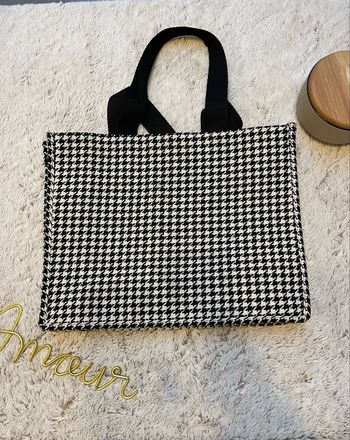 Grand sac à main motif pied de poule 