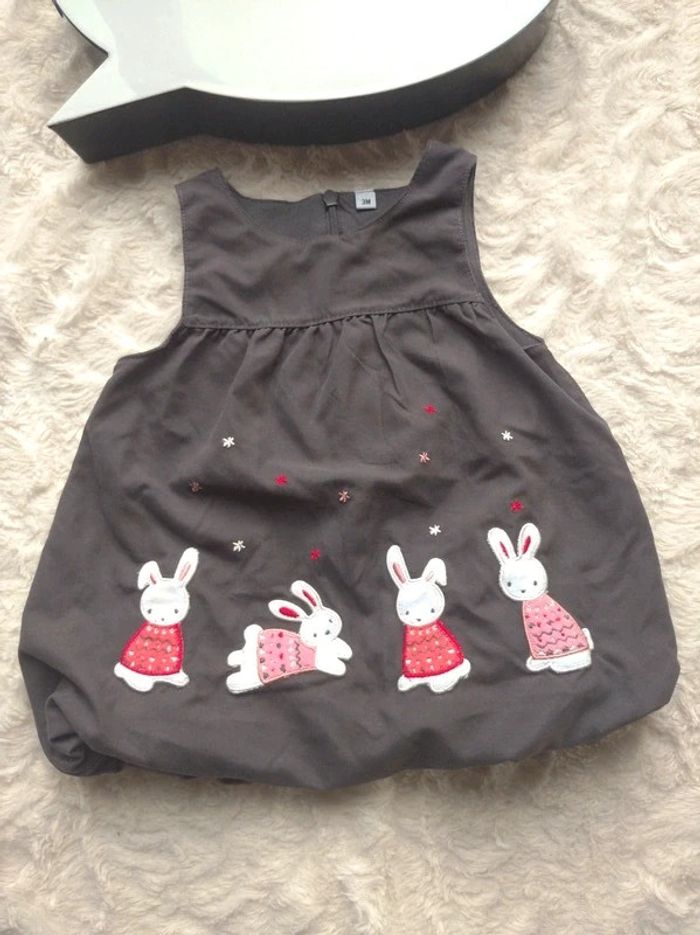 Robe boule doublée Fille 3 mois les petits lapins et les étoiles - photo numéro 2
