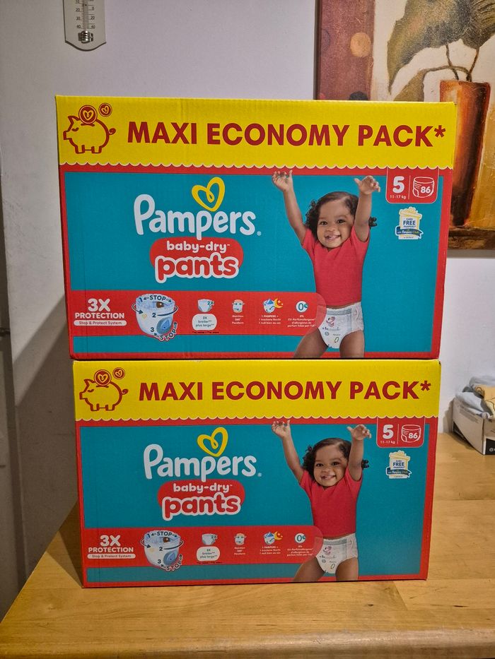 2 maxi pack pampers baby dry pants taille 5 total 172couches
