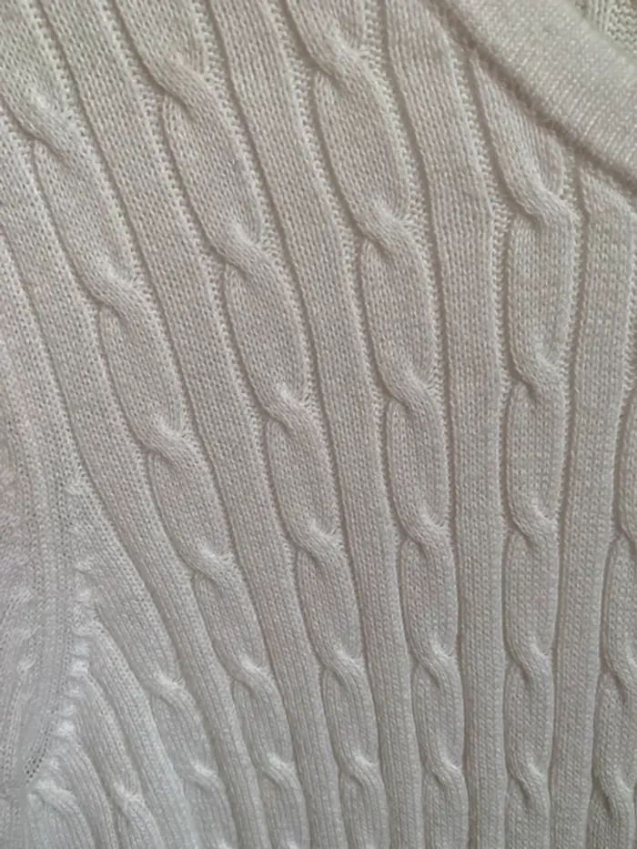 White light pure cotton cable cardigan. - photo numéro 2