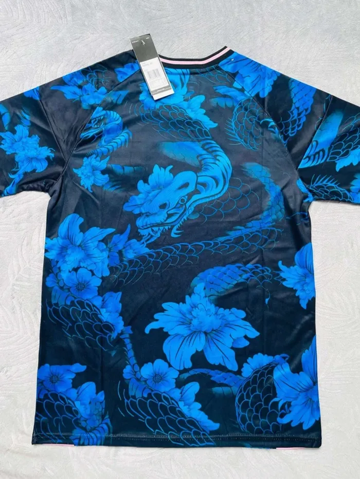 Maillot concept foot Japon bleu dragon fleurs taille S - photo numéro 9
