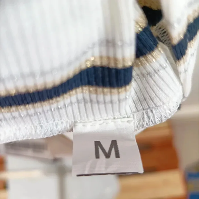 T-shirt blanc à rayures et nœud devant – Taille M A670 - photo numéro 10