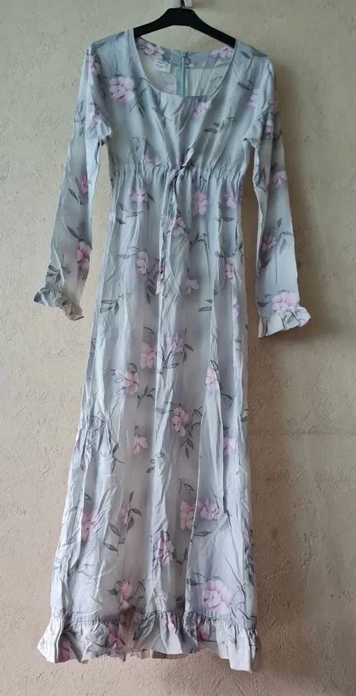 robe florale vintage 100% viscose femme taille 34 - photo numéro 7