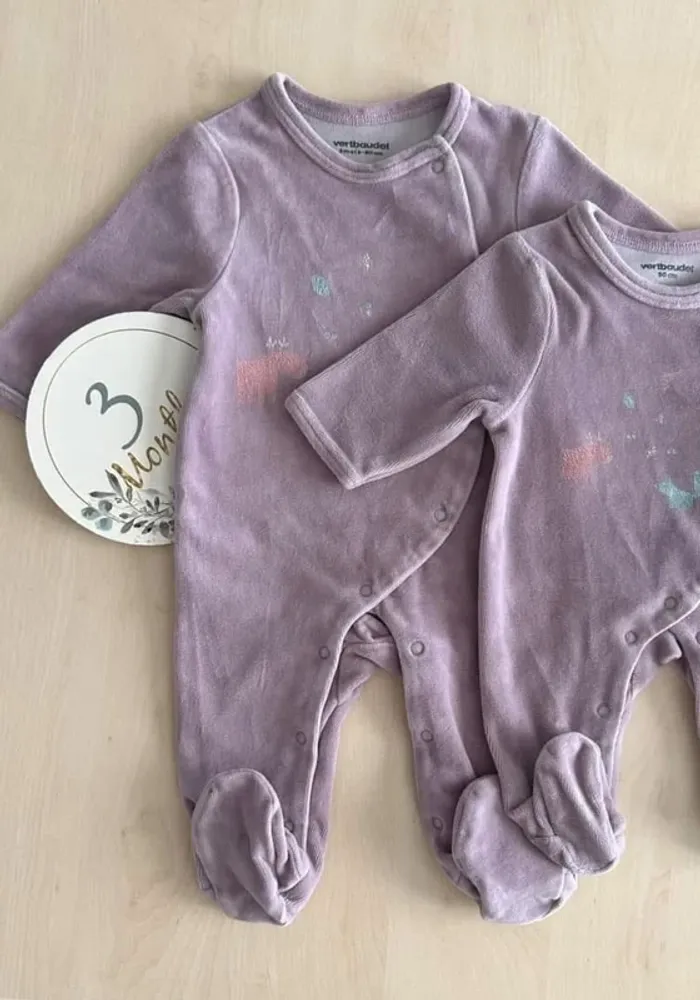 Lot de 2 pyjamas fille vertbaudet 1 et 3 mois 50-60 cm - photo numéro 6