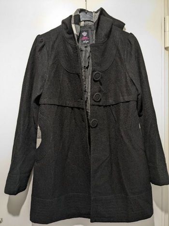 Manteau Vintage à capuche Jennifer noir. Taille 40
