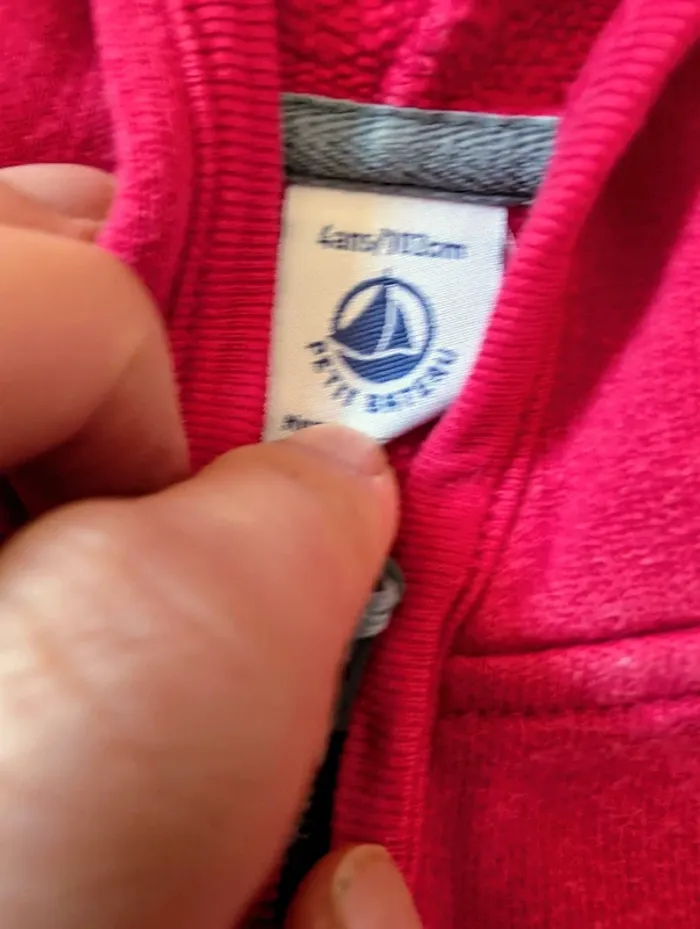 Gilet sweat rouge Petit Bateau 4 ans coton molleton - photo numéro 2