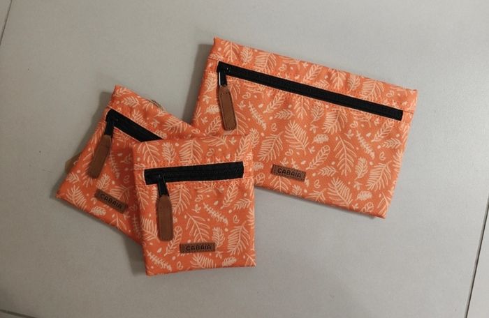 Lot de 3 pochettes cabaïa orange beige
