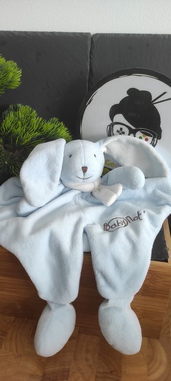 Lapin plat marionnette bleu Layette BN780 Baby Nat blanc Rond Grand Patte Marron