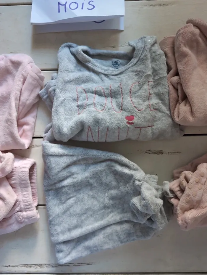 Pijama hiver deux pièces bébé fille 12 mois - photo numéro 3