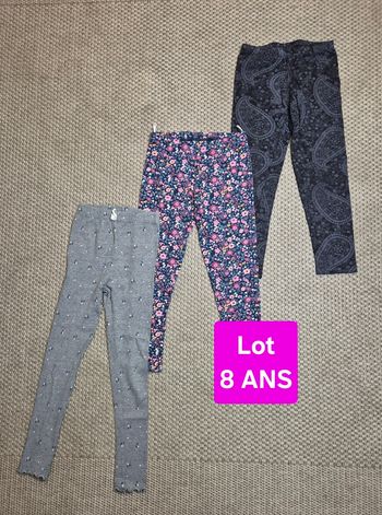 Lot de 3 leggings longs épais à motifs - 8 ans
