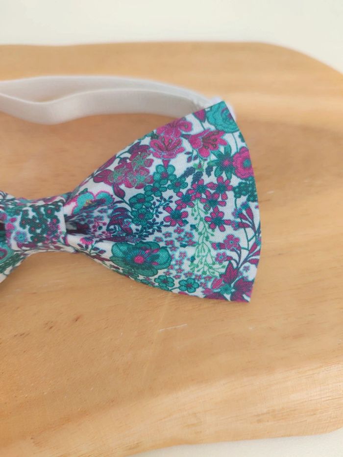 Noeud papillon liberty violet et bleu vert - photo numéro 3