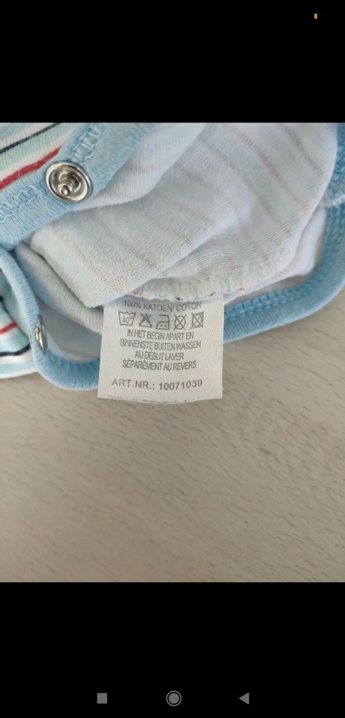 Lot de 2 bodys rayés bleu 3 mois bébé garçon - photo numéro 5