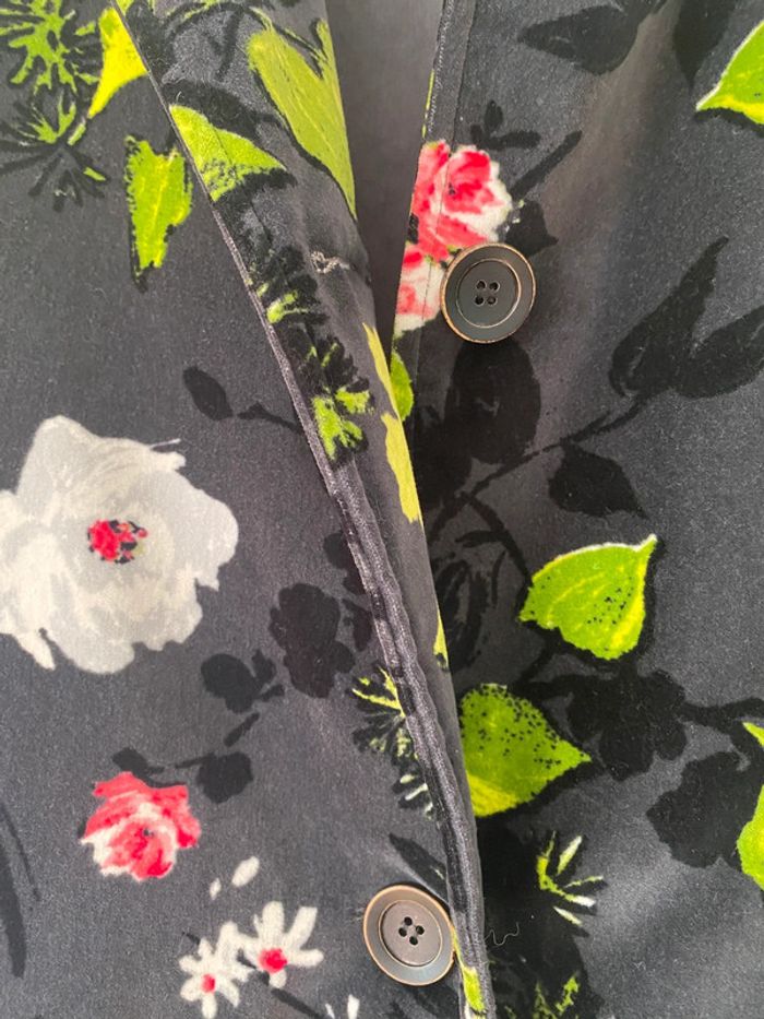 Manteau en velour Kenzo noir et fleurs 40 - photo numéro 3