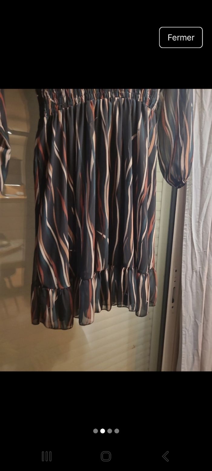 Robe midi voile à élastique - photo numéro 3