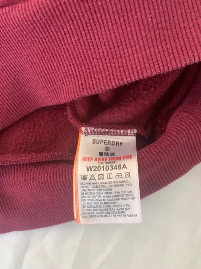Sweat capuche Superdry XS bordeaux - photo numéro 7