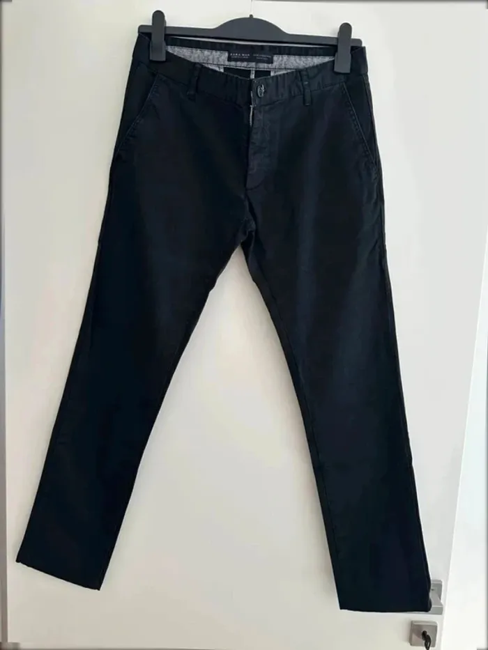 Pantalon chino noir homme zara man taille 40 - photo numéro 2