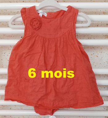 Robe avec culotte incorporée corail Kitchoun Taille 6 mois