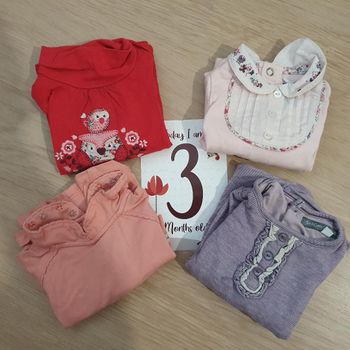 Lot de 4 tee-shirts manche longue 3 mois