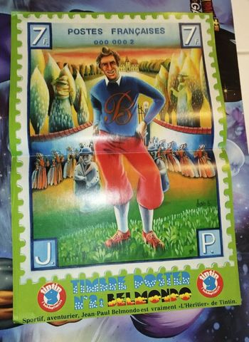 Poster Timbre Tintin Belmondo vintage affiche