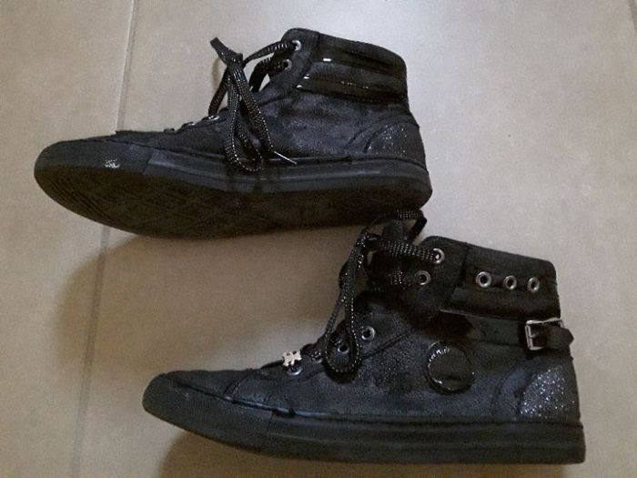 Bottillons / sneakers noirs à paillettes femme en 40 LULU CASTAGNETTE TBE