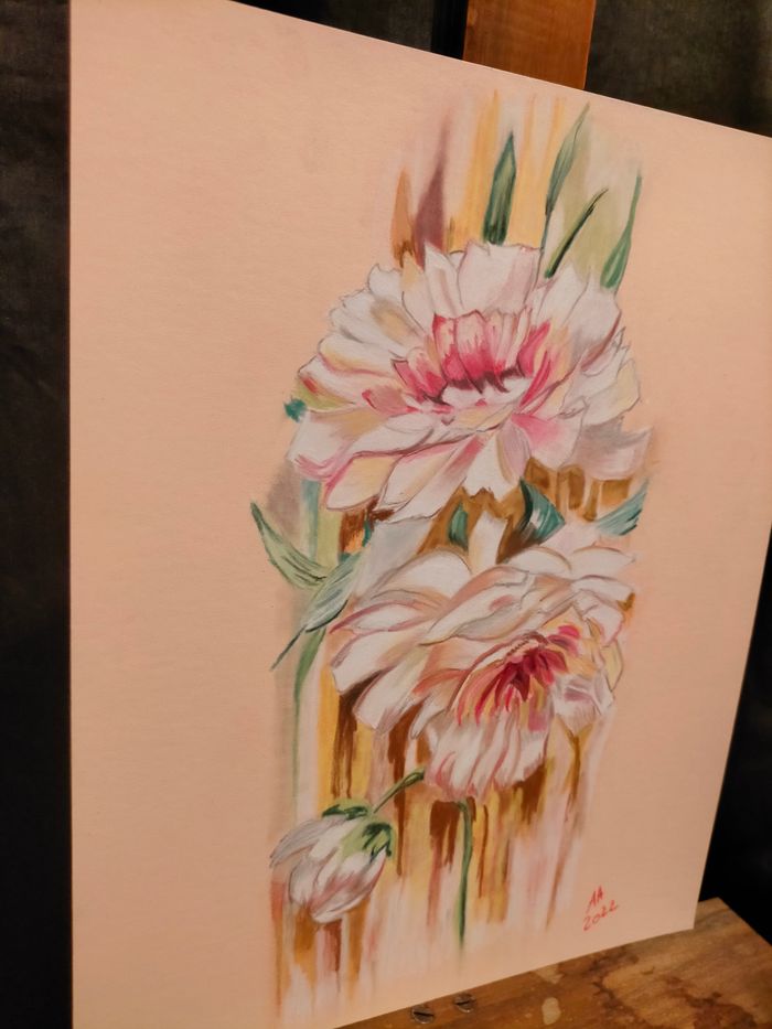Les pivoines réalisation pastel - photo numéro 2