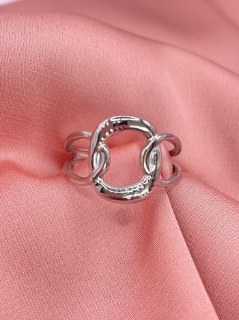 Bague réglable en acier inoxydable argenté et hypoallergénique