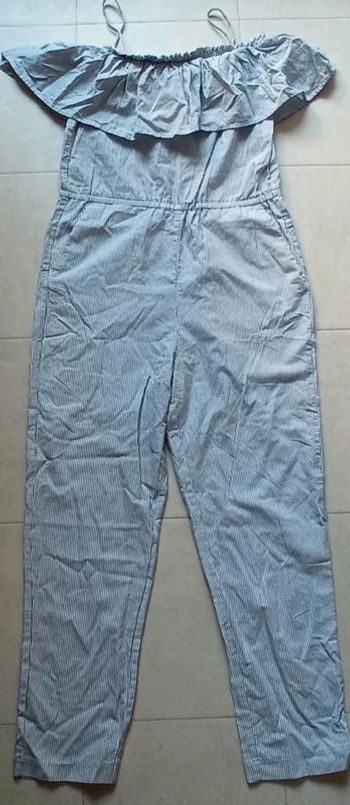 combinaison salopette rayures été hm bleu blanc femme 34 XS S